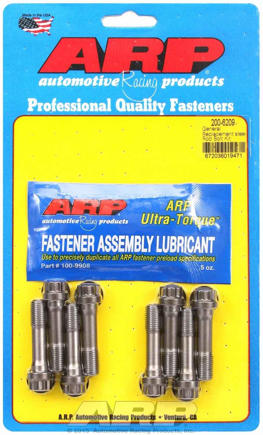 200-6209 – ARP Connecting Rod Bolt, General Replacement 220000 PSI Tensile Strength Polished ARP2000 Steel Set of 8